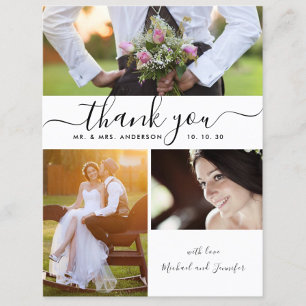 Carte Postale Mariage de Merci Collage de photos de script simpl