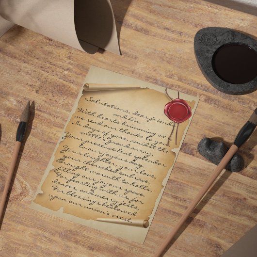 Carte Postale Mariage de Merci de cire à rouleaux d'âge médiéval