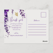 Carte Postale Mariage de Merci de Lavande Florale violet Boho (Dos)
