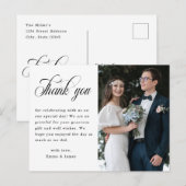 Carte Postale Mariage de Merci de photo de script élégant modern (Devant / Derrière)