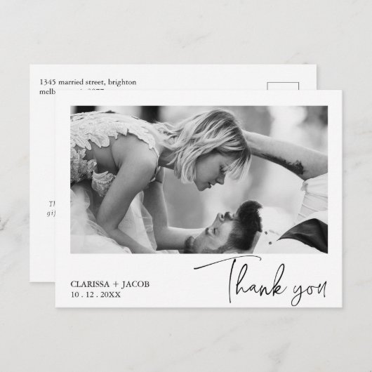 Carte postale Mariage de Merci de script moderne n (Devant / Derrière)