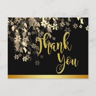 Carte Postale Mariage de Merci en or noir floral