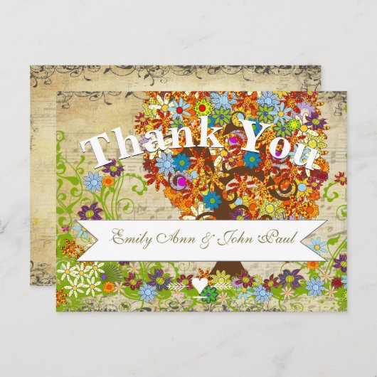 Carte Postale Mariage de Merci forestier enchanté (Devant / Derrière)