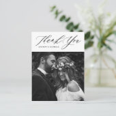 Carte Postale Mariage de Merci vertical de script élégant noir (Debout devant)