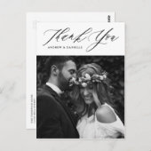 Carte Postale Mariage de Merci vertical de script élégant noir (Devant / Derrière)