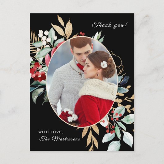 Carte Postale Mariage de message de Merci noir chic (Devant)