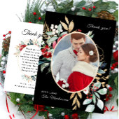 Carte Postale Mariage de message de Merci noir chic