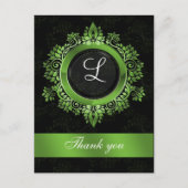 Carte Postale mariage de monogramme vert merci (Devant)
