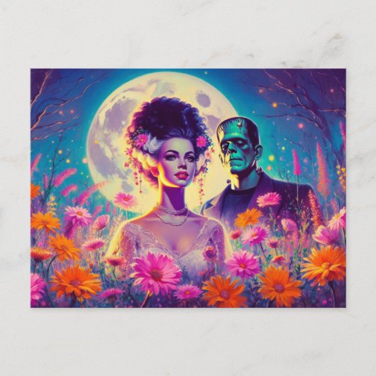 Carte Postale Mariage de Monstres Merci (Devant)