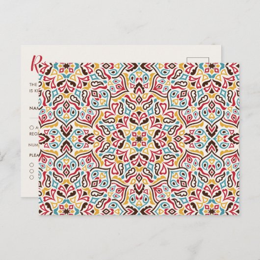 Carte Postale Mariage de Motif de mandala géométrique classique (Devant / Derrière)