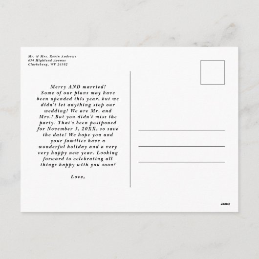 Carte postale mariage de Noël ravi (Dos)