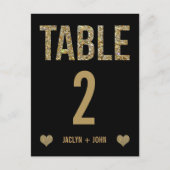 Carte Postale Mariage de Parties scintillant Noir & Or Numéro de (Devant)