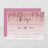 Carte Postale MARIAGE de Parties scintillant rose or Rose (Devant / Derrière)