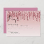 Carte Postale MARIAGE de Parties scintillant rose or Rose (Devant / Derrière)