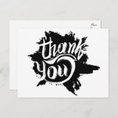 Carte Postale Mariage de peinture noir et blanc Merci (Devant / Derrière)