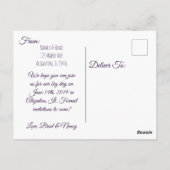 Carte Postale Mariage de Petunia violet Enregistrer la date (Dos)