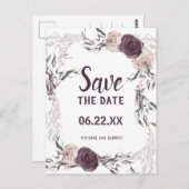 Carte Postale Mariage de photos florales d'ivoire violet Enregis (Devant / Derrière)