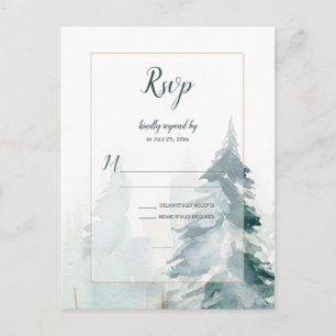 Carte Postale Mariage de pin d'hiver RSVP