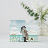 Carte Postale Mariage de plage Enregistrer la date Photo Code QR (Debout devant)