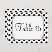 Carte Postale Mariage de points Polka Noir & Blanc Numéros de ta (Devant / Derrière)