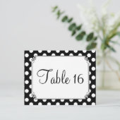 Carte Postale Mariage de points Polka Noir & Blanc Numéros de ta (Debout devant)