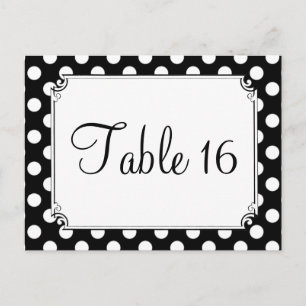 Carte Postale Mariage de points Polka Noir & Blanc Numéros de ta