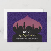 Carte postale Mariage de réponse RSVP Arabian Nigh (Devant / Derrière)
