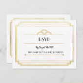 Carte postale Mariage de réponse RSVP Art Déco Gol (Devant / Derrière)