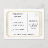 Carte postale Mariage de réponse RSVP Art Déco Gol (Dos)