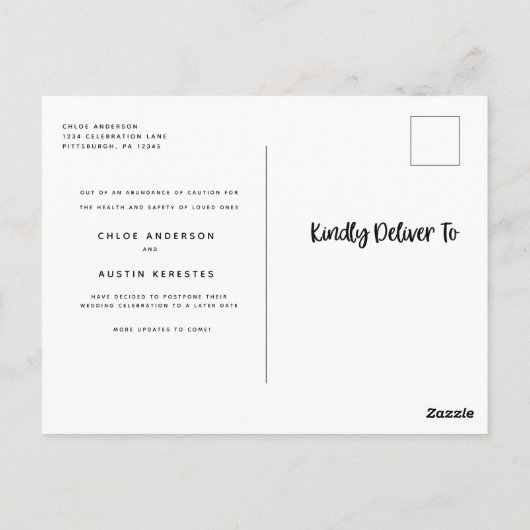 Carte postale Mariage de report de modification de (Dos)