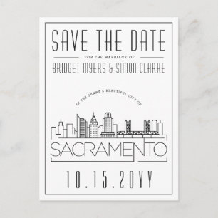 Carte Postale Mariage de Sacramento  Ligne Skyline stylisée Enre