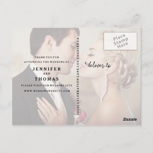 Carte postale Mariage de script chic (Dos)