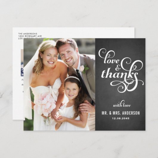 Carte postale Mariage de script Country Chic (Devant / Derrière)