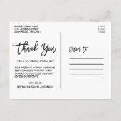 Carte Postale Mariage de script de brosse moderne 3 Merci photo (Dos)