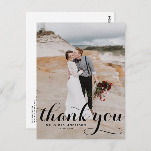 Carte postale Mariage de script de calligraphie (Devant / Derrière)