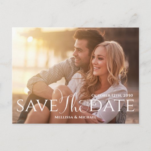 Carte Postale Mariage de script de calligraphie élégante du code (Devant)