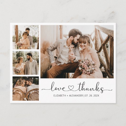 Carte postale Mariage de script de coeur budgétair (Devant)