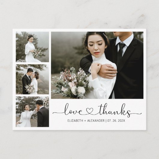 Carte postale Mariage de script de coeur budgétair (Devant)