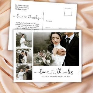Carte postale Mariage de script de coeur budgétair