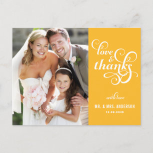 Carte postale Mariage de script élégant Mustard