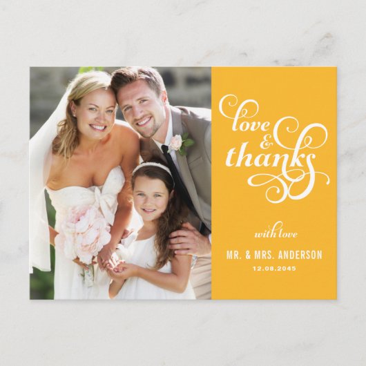 Carte postale Mariage de script élégant | Mustard (Devant)