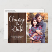 Carte Postale Mariage de script en bois rustique Modifier la dat (Devant / Derrière)