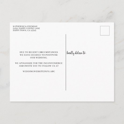 Carte Postale Mariage de script en bois rustique Modifier la dat (Dos)