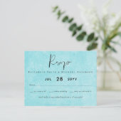 Carte Postale MARIAGE de script jaune Turquoise BUDGET (Debout devant)