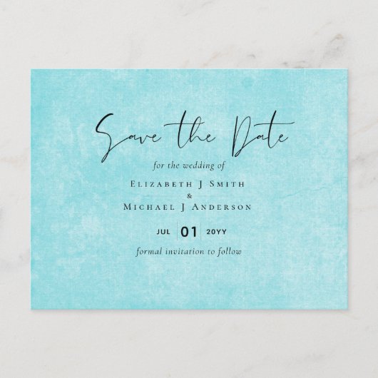 Carte Postale MARIAGE de script jaune Turquoise BUDGET (Devant)