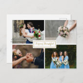 Carte Postale Mariage de script moderne photo Collage Merci (Devant / Derrière)