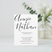 Carte postale Mariage de script noir et blanc (Debout devant)