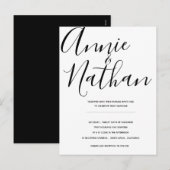Carte postale Mariage de script noir et blanc (Devant / Derrière)