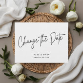 Carte Postale Mariage de script noir moderne Changer la date