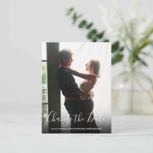 Carte Postale Mariage de script photo Modifier la date reportée (Debout devant)